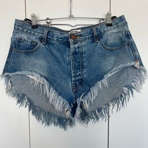 One Teaspoon Mini High Waisted Jean Shorts